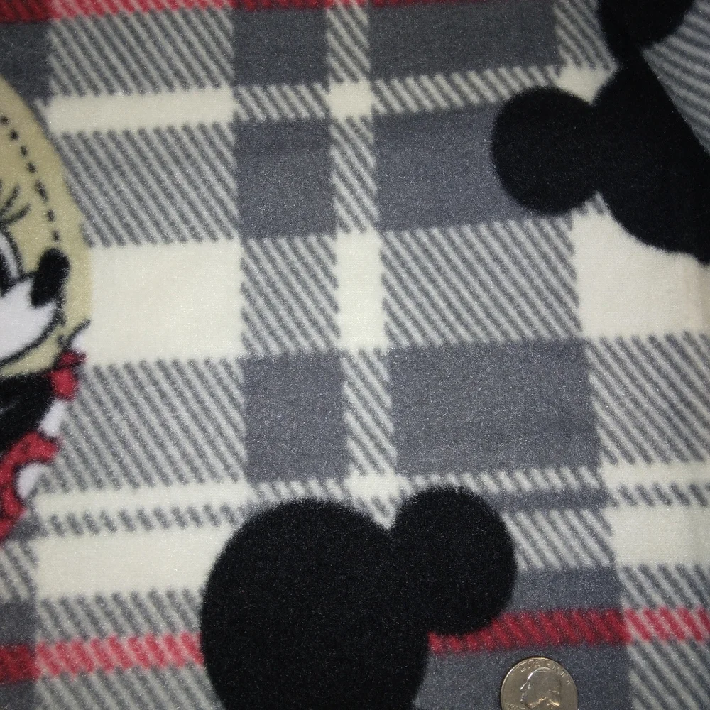 FABRIC Disney's Mickey & Minnie Mouse on plaid fleece licensed print